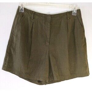 Treasure and Bond Shorts Olive Green Linen Blend Women's